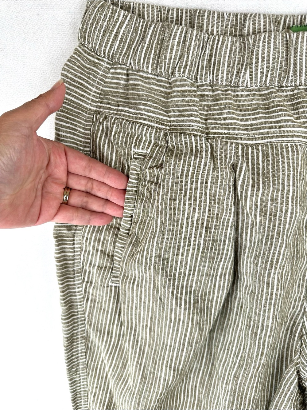Anthropologie Linen Stripe Pull On Pants - Picture 4 of 10